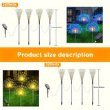 4 piezas de luces solares para jardín, luces de fuegos artificiales, exteriores, impermeables, 8 modos de iluminación, luces solares de estaca de fuegos artificiales, luces de estrella, 320/240 LED, luces de paisaje DIY, adecuadas para camping en RV, píc
