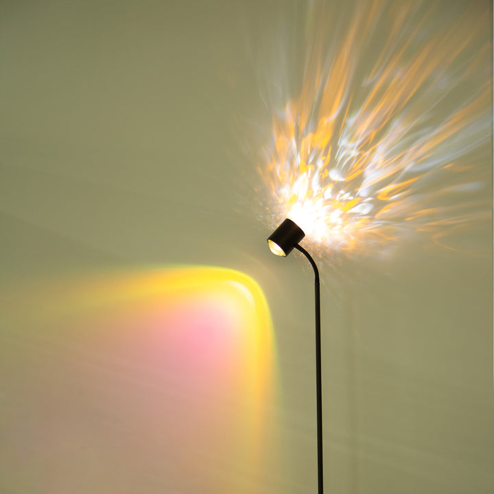 1 lámpara de suelo de luz dual alimentada por USB con altura ajustable y proyección de puesta de sol con ondas de agua - Diseño moderno de metal y vidrio, acabado pulido para sala de estar, dormitorio, estudio - Regalo de decoración del hogar, iluminació