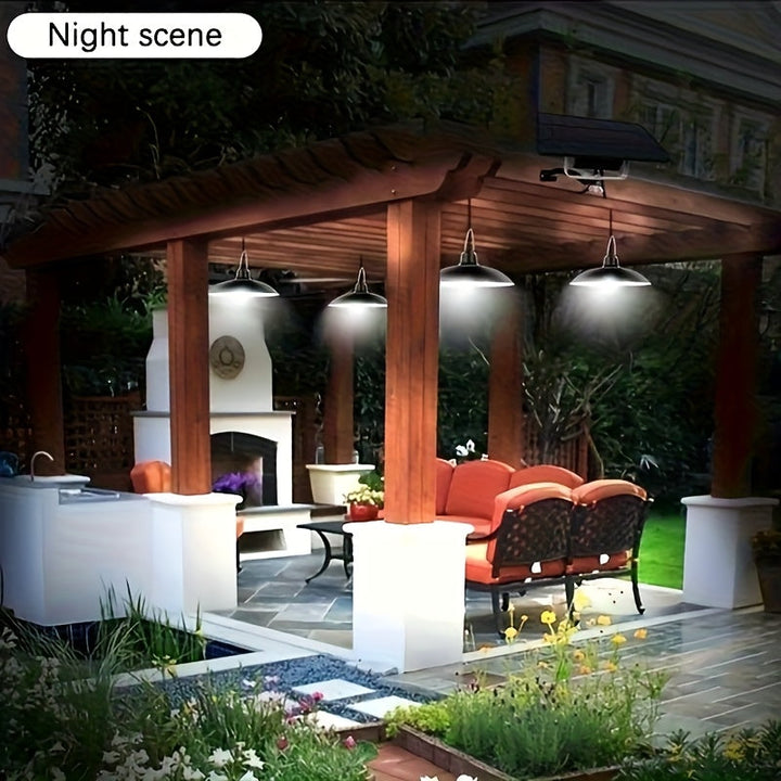 Araña Solar de Doble Cabezal para Interior y Exterior - Ideal para Granjas, Habitaciones y Autocaravanas - Iluminación LED con Control Remoto