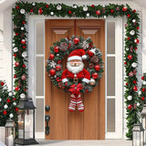 Decoraciones de Navidad - Elegantes cortinas de puerta de Navidad con corona de Papá Noel, decoraciones festivas para porche, material de poliéster, estilo contemporáneo, lavables a máquina, adecuadas para varios tipos de habitaciones.