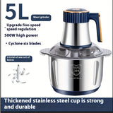 Picadora de carne eléctrica multifunción de alta potencia 5L500w para uso doméstico y comercial, gran capacidad más fácil