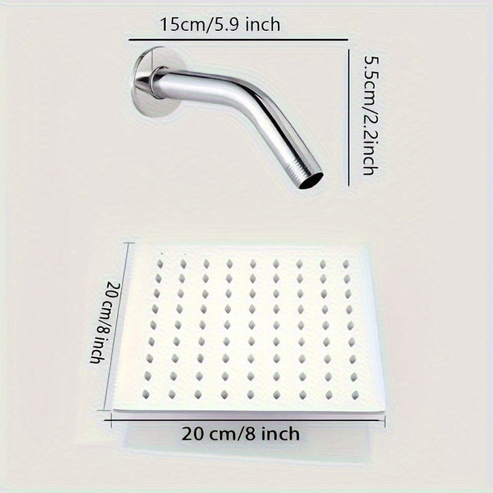 Juego de cabezal de ducha de acero inoxidable con flor - riego superior lujoso, alta presión de agua para una experiencia incomparable - diseño cuadrado, eficiente y ahorro de agua, mejora la estética del baño