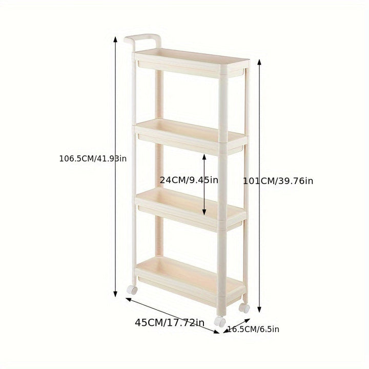 1 Unidad De Estante De Almacenamiento Estrecho Para Condimentos De Cocina, Carrito De Almacenamiento Para Huecos De Refrigerador, Estante De Almacenamiento Móvil Para Espacios Pequeños, Gabinete De Almacenamiento Móvil Para Dormitorio Y Baño, Organizació