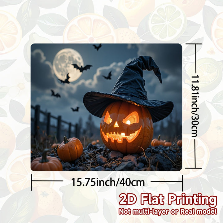 1pc Protector de Estufa para Halloween - Diseño de Sombrero de Bruja y Calabaza, Cubierta Antideslizante para Cocina/Gas/Horno - Decoración Fácil de Limpiar en Poliéster, Adorno Espeluznante para Hogar o Fiestas, Diseño 2D Plano