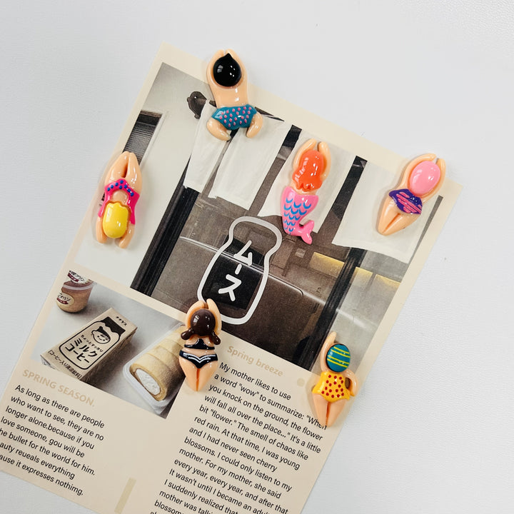 6 Imanes de Nevera Mujer Nadando, Decoración Navideña para Verano y Playa, Accesorios para Pizarra Blanca y Lavavajillas, Adhesivos Duraderos para Hogar