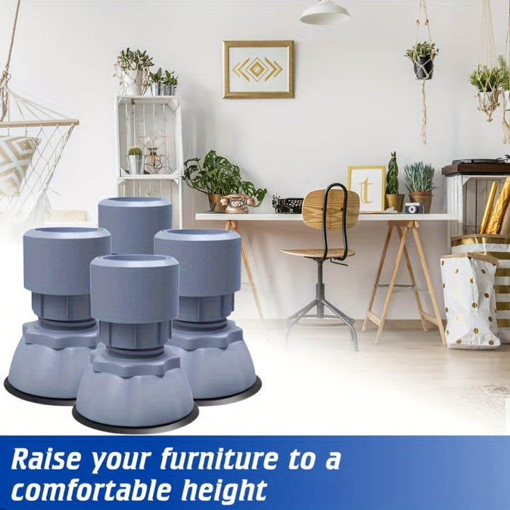 1 JUEGO (4 piezas/JUEGO) Base de lavadora y secadora de altura ajustable, cojín de plástico antivibratorio, base a prueba de humedad para electrodomésticos y muebles, se adapta a lavadoras, secadoras, refrigeradores, sofás y sillas.