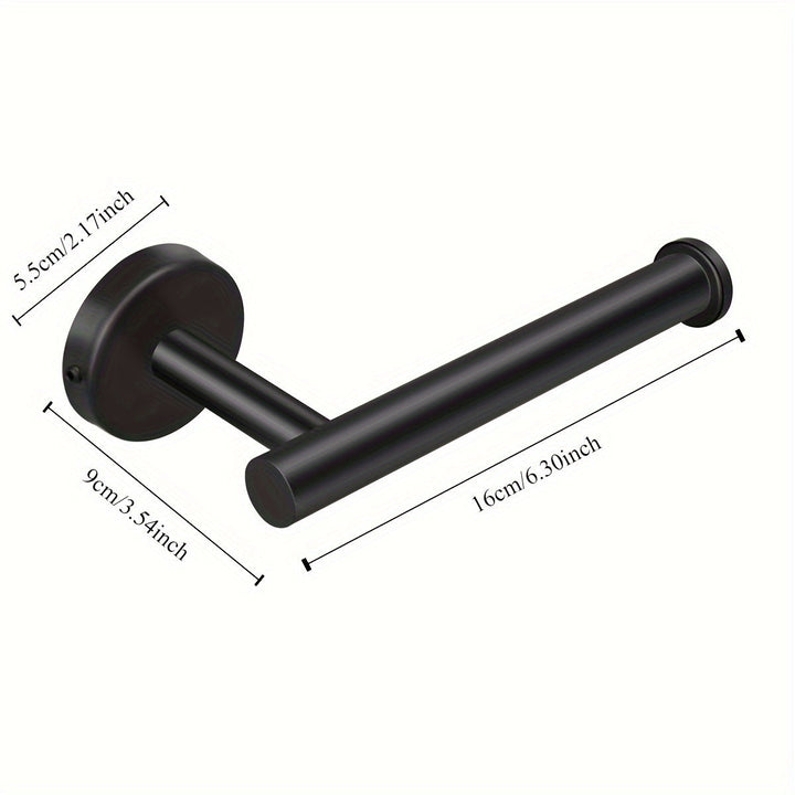 Portarrollos de papel higiénico de acero inoxidable, dispensador de rollo de papel de montaje en pared, diseño redondo moderno y elegante para baño, cocina, baño - Fácil instalación (negro)