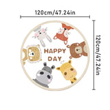 Alfombra Redonda de Animales de Dibujos Animados de Peluche - Ultra-Suave, 10mm de Grosor, 1000g/m², Antideslizante y Lavable a Máquina - Perfecta para Dormitorio de Niños, Sala de Estar, Área de Juegos - Con Diseños de León, Oso, Conejo, Jirafa, Alfombr