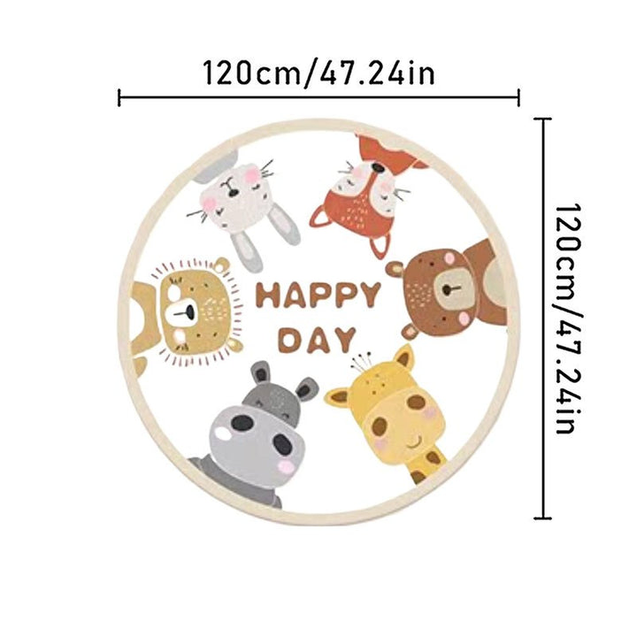 Alfombra Redonda de Animales de Dibujos Animados de Peluche - Ultra-Suave, 10mm de Grosor, 1000g/m², Antideslizante y Lavable a Máquina - Perfecta para Dormitorio de Niños, Sala de Estar, Área de Juegos - Con Diseños de León, Oso, Conejo, Jirafa, Alfombr
