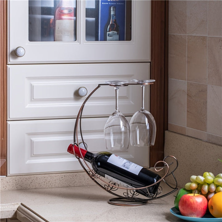 Soporte Elegante para Copas de Vino de Metal - Diseño al Revés para Decoración del Hogar, Perfecto para Almacenamiento en Cocina y Bar