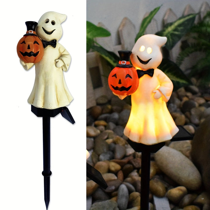2 Piezas de Faroles Solares para Halloween - Decoración Espeluznante con Figuras, Encendido/Apagado Automático, Instalación en Estacas para Jardín o Patio, Construcción Duradera de Plástico, Iluminación Temática Festiva, Material Resistente al Clima, Ado