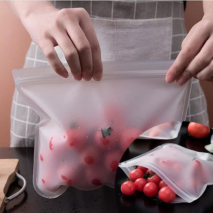 Bolsas Silicona x5 Hermética 400ml Reutilizables Para Alimentos MANA-0073