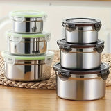 Juego de 3 Recipientes Herméticos para Alimentos de Acero Inoxidable con Tapas, Contenedores Reutilizables Antifugas para Ensaladas y Snacks, Boles Airtight, Esenciales de Cocina