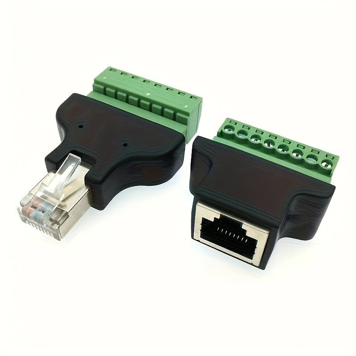 1 Par RJ45 a bloque terminal de tornillo de 8 pines Conector macho hembra Ethernet RJ45 Macho hembra a 8 pines Bloque terminal de tornillo Adaptador de red para CCTV DVR
