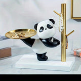 Bandejita de joyería de resina de panda con soporte metálico - Organizador decorativo chic para anillos, pulseras, collares - Regalo ideal para ancianos, amigos, maestros - Accesorio de dormitorio elegante