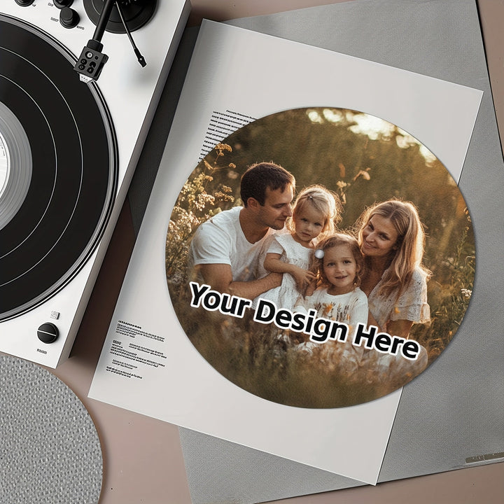 1 pieza de alfombrilla personalizada para giradiscos de vinilo RSHUBINO - Diseño de fotos personalizadas, base de goma antideslizante, regalo ideal para familiares y amigos, perfecto para vacaciones y cumpleaños, regalos para amantes de la música