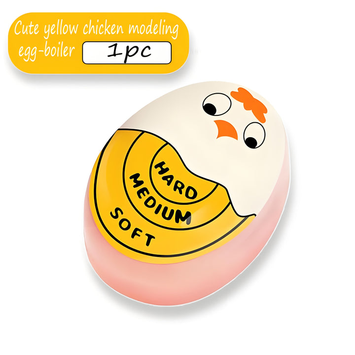 1 pieza de temporizador de huevo Kawaii y soporte de huevo cocido - Divertido gadget de cocina reutilizable sin batería con diseño de dibujos animados lindo, perfecto para huevos cocidos blandos y duros, camping, viajes, regalos de Día de la Madre, gradu