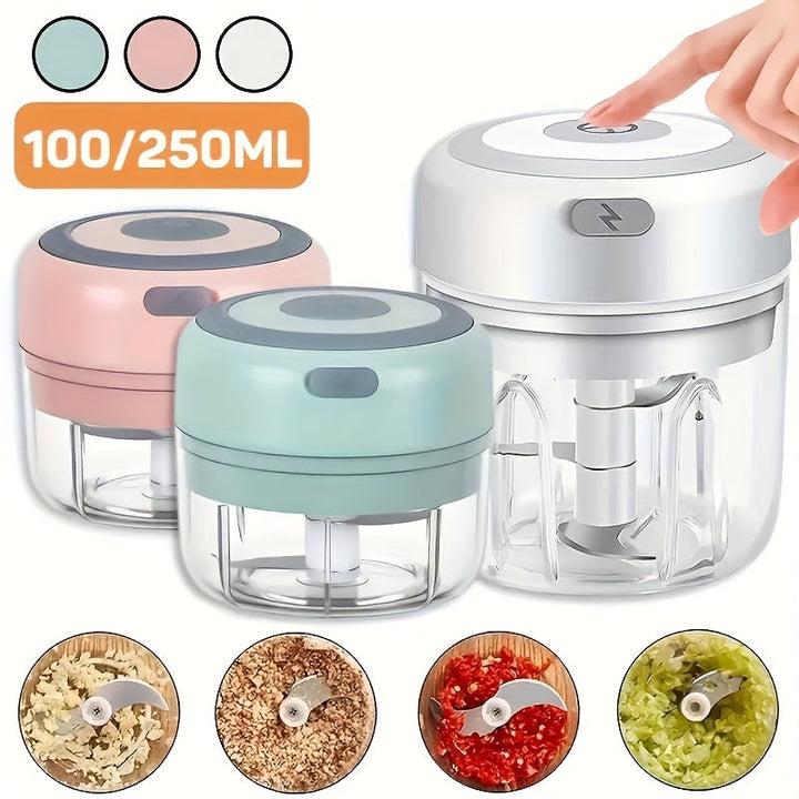 1pc Picadora Eléctrica Inalámbrica con USB, Taza de 250ml, Cuchillas de Acero Inoxidable Resistentes, Licuadora Portátil para Hogar, Viajes y Camping - Ideal para Triturar Carne, Verduras, Salsas - Diseño Compacto con Batería de Litio - Regalo Perfecto p