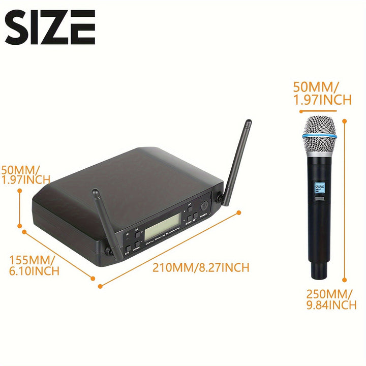 Sistema de micrófono inalámbrico GLXD487C Pro con 2 micrófonos de mano 200 frecuencia para presentaciones en escenarios, conferencias, karaoke en casa y bodas