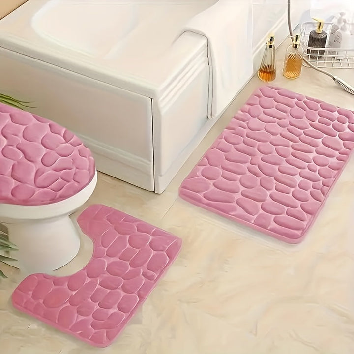 3 alfombras de baño con relieve, de secado rápido, antideslizantes y cómodas, hechas de espuma con memoria, poliéster lavable a máquina, 3.05 cm de grosor, 500 g/m², ideales para bañera, ducha y cocina