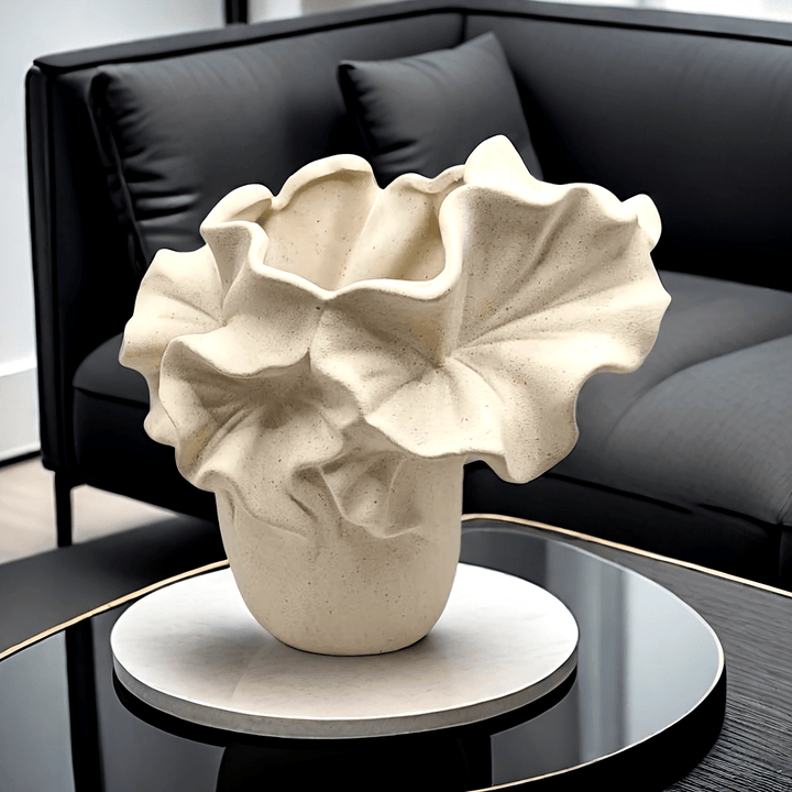 Jarrón Cerámico Bohemio Floral - Jarrón Decorativo en Forma de Campana Blanco para Sala, Dormitorio u Oficina - Decoración Elegante sin Baterías