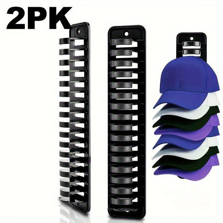 Organizador de Pared para Sombreros de 1 Pieza que Alberga 16 Gorras - Diseño Ahorrador de Espacio con Adhesivo Resistente, Perchero Portátil de Plástico Duradero para Armario, Oficina, Habitación Universitaria, Solución de Almacenamiento de Sombreros |