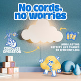 1pc Lámpara de Pared Flotante Nube - Luz Nocturna Metálica con Batería y LED Blanco Cálido, Decoración de Estrella y Luna para Guardería, Habitación Infantil, Baby Shower - Luz de Nube de Dibujos Animados Artística, Sin Necesidad de Enchufe, Idea de Rega