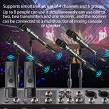 Transmisor y Receptor de Micrófono sin varillas 2.4Ghz, Sistema XLR, Adaptador Recargable para Mezcladora de Audio, Micrófono Dinámico