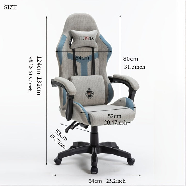 Butaca Ergonómica para Gaming con Elevación Dual de Gas, Silla de Oficina Ergonómica, Tela Tech, Reposabrazos Interconectados, Gris, ¡Capacidad de Carga Superior! Modelo Sin Pedal