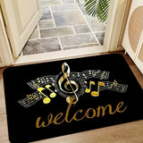 Alfombra de Bienvenida con Notas Musicales - Diseño Divertido y Monograma con Base Antideslizante, Alfombra de Poliéster para el Porche delantero y Decoración de Cocina, Regalo Novedoso Perfecto