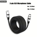 Cable de micrófono XLR de 3 pines KAILYNIA - 6 metros / 19,68 pies y 10 metros / 32,8 pies, cable negro duradero con conectores dorados, ideal para estudio, podcasting, amplificadores, cámaras y altavoces, cable de grabación de estudio | Cable de micrófo