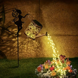 1 regadera solar con luces LED para jardín, tira de luces decorativa de metal para exteriores, ideal para césped, patio y decoración de festivales. Un regalo perfecto para mamá, vecinos y amigos