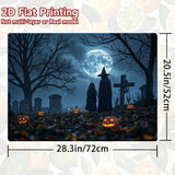 1pc Protector de Estufa para Halloween - Diseño Espeluznante de Bosque con Calabazas, Sombreros de Bruja y Cementerio - Superficie Antideslizante, Decoración Fácil de Limpiar para Encimera, Lavadora, Secadora o Cafetera - Cubierta Festiva, Impresión de A