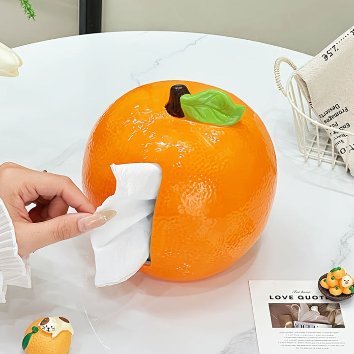 1 Caja Grande de Pañuelos Naranja para Buena Suerte, Adorno de Mesa Decorativo para el Hogar, Porta Servilletas, Contenedor de Almacenamiento de Papel Higiénico con Diseño de Dibujos Animados, Adecuado para Sala de Estar, Baño y Dormitorio