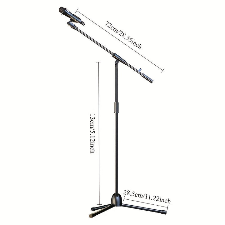 Soporte de micrófono ajustable profesional con sujeción de pinza - Soporte trípode de hierro duradero para transmisión en vivo, grabación, canto, actuaciones en escena - Uso interior/exterior, pies de goma antideslizantes, portátil y resistente, equipo d