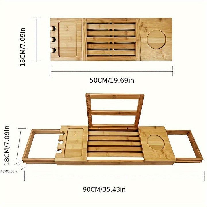Bandeja de Bañera de Bambú Versátil - Estante Expandible para Vino, Snacks y Toallas | Organizador de Baño Sin Metal, Bandeja, Estante de Almacenamiento