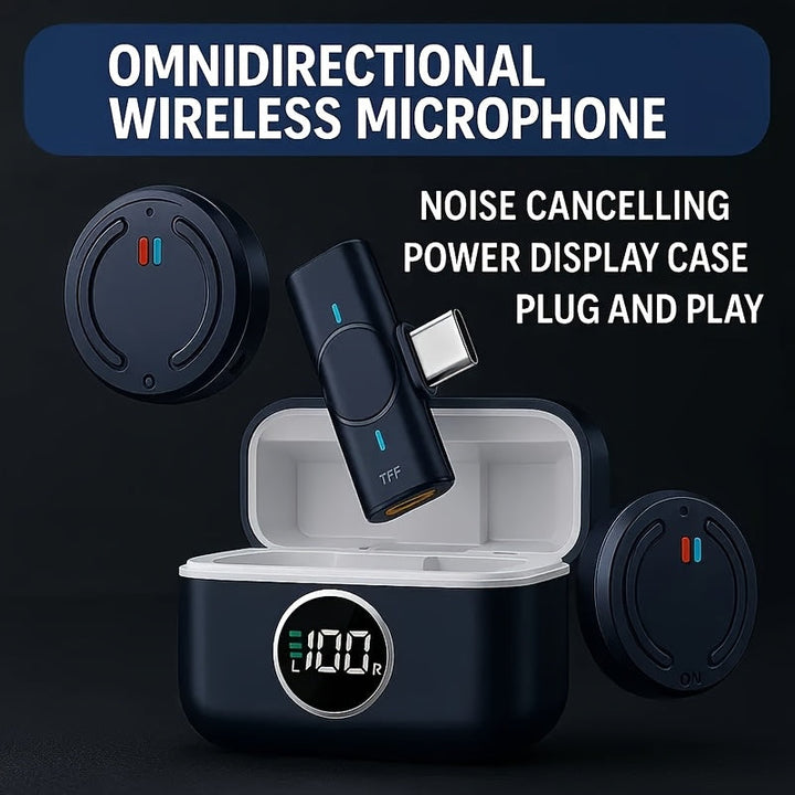 Micrófono de cuello inalámbrico profesional con estuche de carga, micrófono inalámbrico miniatura con cancelación de ruido, 4 modos de selección, 60 horas de vida de batería adecuado para entrevistas, vlogs en vivo, medios