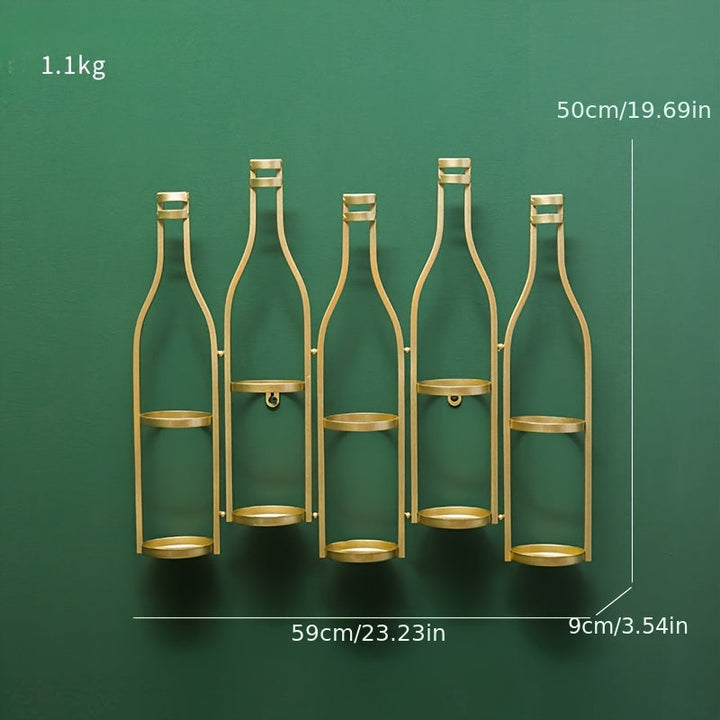 Estante para vinos de metal industrial vintage - Estante de exhibición duradero montado en la pared para decoración de bar en casa, sala de estar o comedor con diseño clásico, decoración de vinos