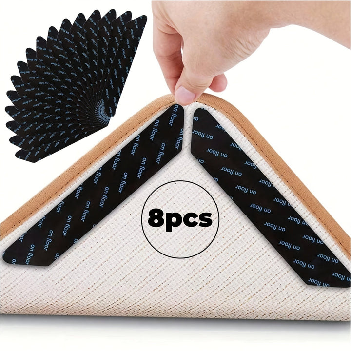 Pegatinas Antideslizantes para Alfombras | Paquete Multi de Cintas de Agarre de PVC para Áreas | Sujetadores de Esquina Seguros para Pisos de Madera | Ideal para Dormitorio, Oficina y Uso Doméstico | Fácil de Pegar y Despegar | Duradero en Negro con Supe