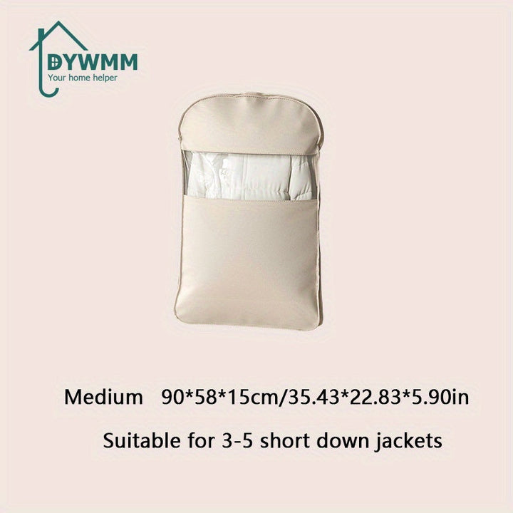 Bolsa Colgante para Ahorrar Espacio DYWMM con Cremallera de Auto-compresión - Organizador de Armario de Alta Calidad Compresado al 40% para Abrigos y Ropa, Bolsa de Almacenamiento de Tela Duradera (Beige/Rosa)