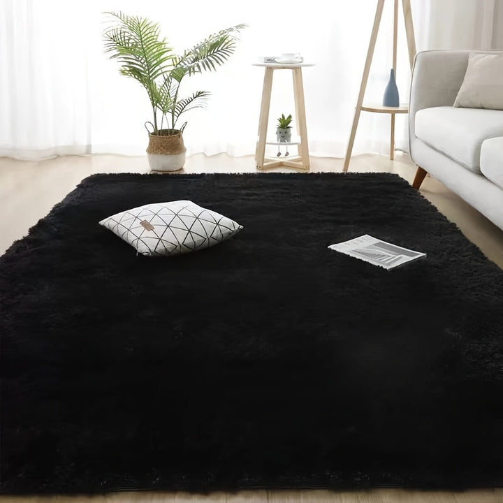 1 alfombra de peluche lujosa y suave, rectangular, antideslizante, tejida en poliéster, gruesa, cálida y esponjosa, para dormitorio y sala, lavable a mano