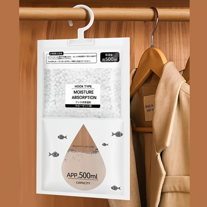 Paquete de 5 Bolsas Deshumidificantes Grandes, 500g Absorbente de Humedad para Ropa, Deshumidificador Sin Electricidad para Armario y Hogar, Control de Humedad, Bolsa Absorbente sin Suministro Eléctrico