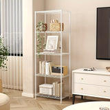 Estante de almacenamiento de metal clásico de 5 niveles, estante organizador de montaje en el piso de almacenamiento abierto para cocina, baño, dormitorio y sala de estar - Isla de almacenamiento estacionaria sin materiales de madera - Uso sin electricid