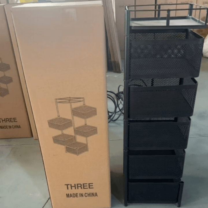 Organizador de Cocina Giratorio de 5 Niveles Sin Montaje - Carro de Almacenamiento Metálico Resistente con Estantes Abiertos de Malla para Frutas, Verduras y Ollas - , Organizadores y Almacenamiento de Cocina