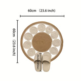 1 pieza de alfombra redonda de lino lavable a mano estilo bohemio - Plegable, antideslizante, alfombra artística para sala de estar de granja, dormitorio, baño, uso interior/exterior, fibra de poliéster, lavable a máquina, alfombra interior/exterior | Al