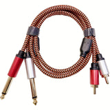 Cable doble naranja de 6,35 mm a doble RCA, adaptador divisor de cable de audio estéreo macho doble de 1/4 pulgada TS a 2 RCA macho estéreo