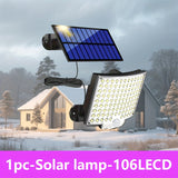 1/2pcs Luces Solares Exteriores, 106 LED 3000LM Luz de Inundación con Sensor de Movimiento y Control Remoto, Luz Solar de Seguridad LED desde el Anochecer hasta el Amanecer con Cable de 16.152 cm, IP44 Impermeable, Ideal para Exterior, Garaje