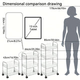 1 carrito de almacenamiento de plástico transparente con 3 niveles - Organizador multi-funcional para cocina, baño, oficina, estante de almacenamiento móvil para cosméticos, productos de belleza y más, organización de oficina | Carrito de almacenamiento