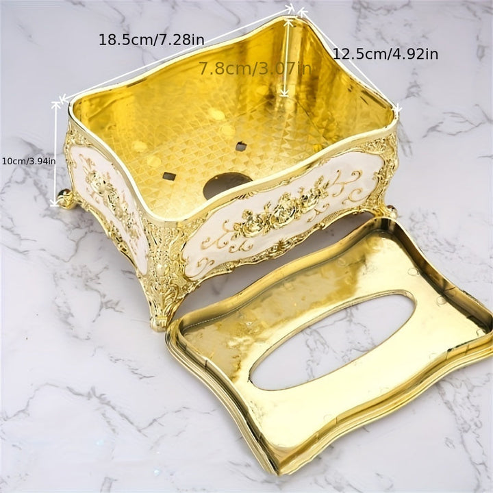 1 unidad Estilo europeo vintage Cubierta de caja de pañuelos de acrílico, Porta pañuelos de plástico rectangular con talla de rosas, Organizador de ahorro de espacio para hogar, oficina, cocina, baño, decoración de dormitorio