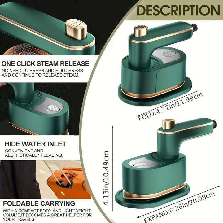 Plancha Portátil Mini de 1 Unidad con Calentamiento Rápido en 15s, Plancha Eléctrica a Vapor con Base Giratoria 180° - Ligera y Compacta para Viajes, Tela, Seda, Tejidos de Punto, Poliéster - Compatible con Enchufes US (110V) - Ideal para Viajeros y Prof